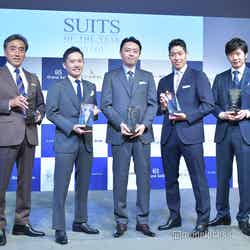 （左から）澤田貴司氏、甲斐真一郎氏、松尾豊氏、萩野公介選手、田中圭（C）モデルプレス