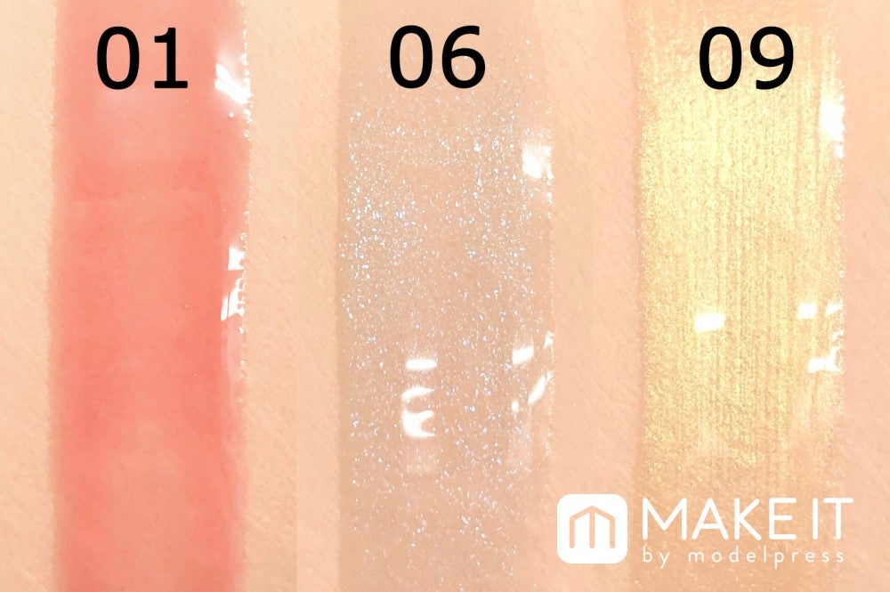 キス／ニュアンスラスターグロス／（左から）01 Cherry Drop、06 Rich Turquoise、09 Neon Light (C)メイクイット