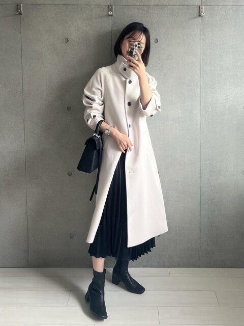 GUのコートとプリーツスカートコーデ