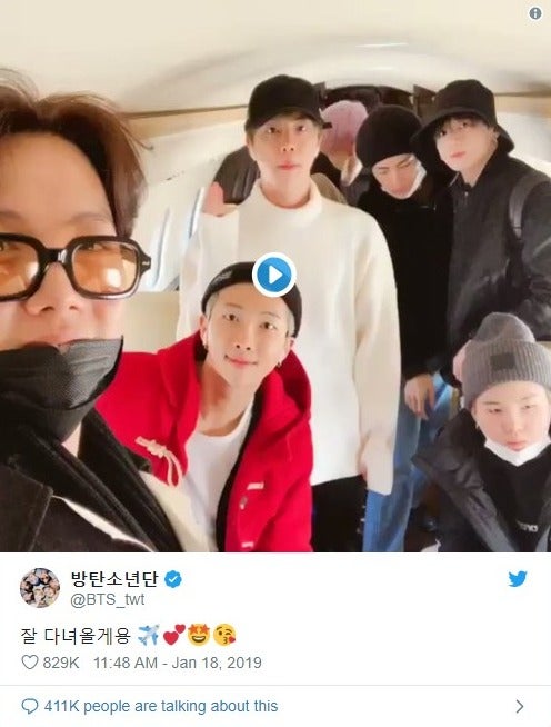 BTS（防弾少年団）、チャーター機での移動を報告　ファンからは安堵の声も