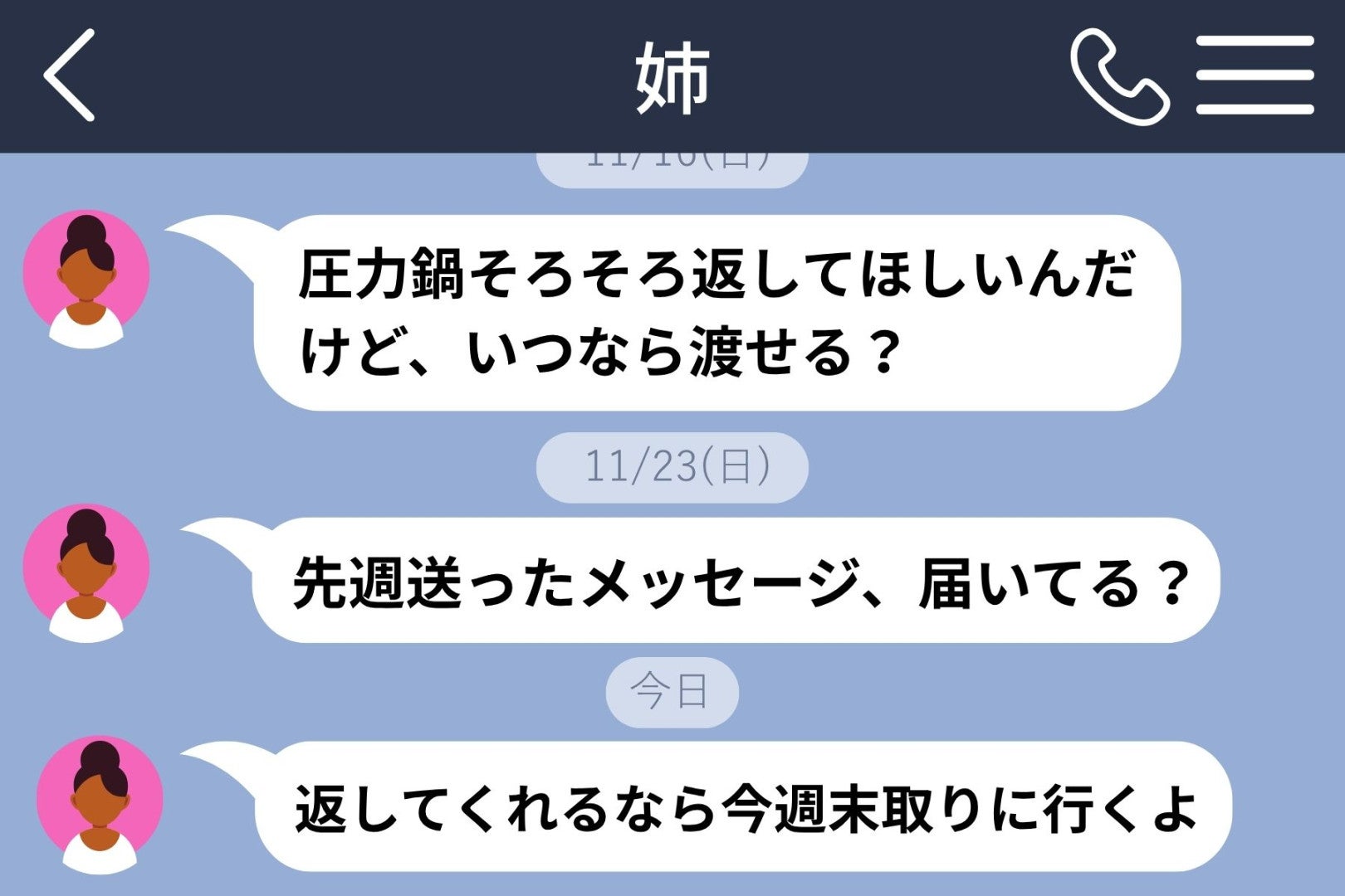 姉から届いた返却メッセージを、開いては閉じ続けた3週間→玄関で伝えた本音