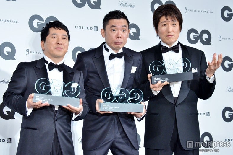 「GQ Men of the Year 2013」「GQ　Men of the Decade 2013」受賞者記者会見に出席した爆笑問題・田中裕二と太田光、東進ハイスクール現代文講師の林修氏