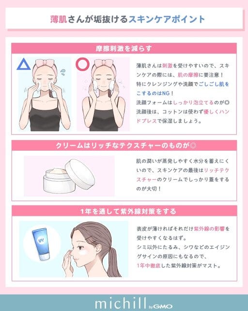 薄肌さんが垢抜けるスキンケア