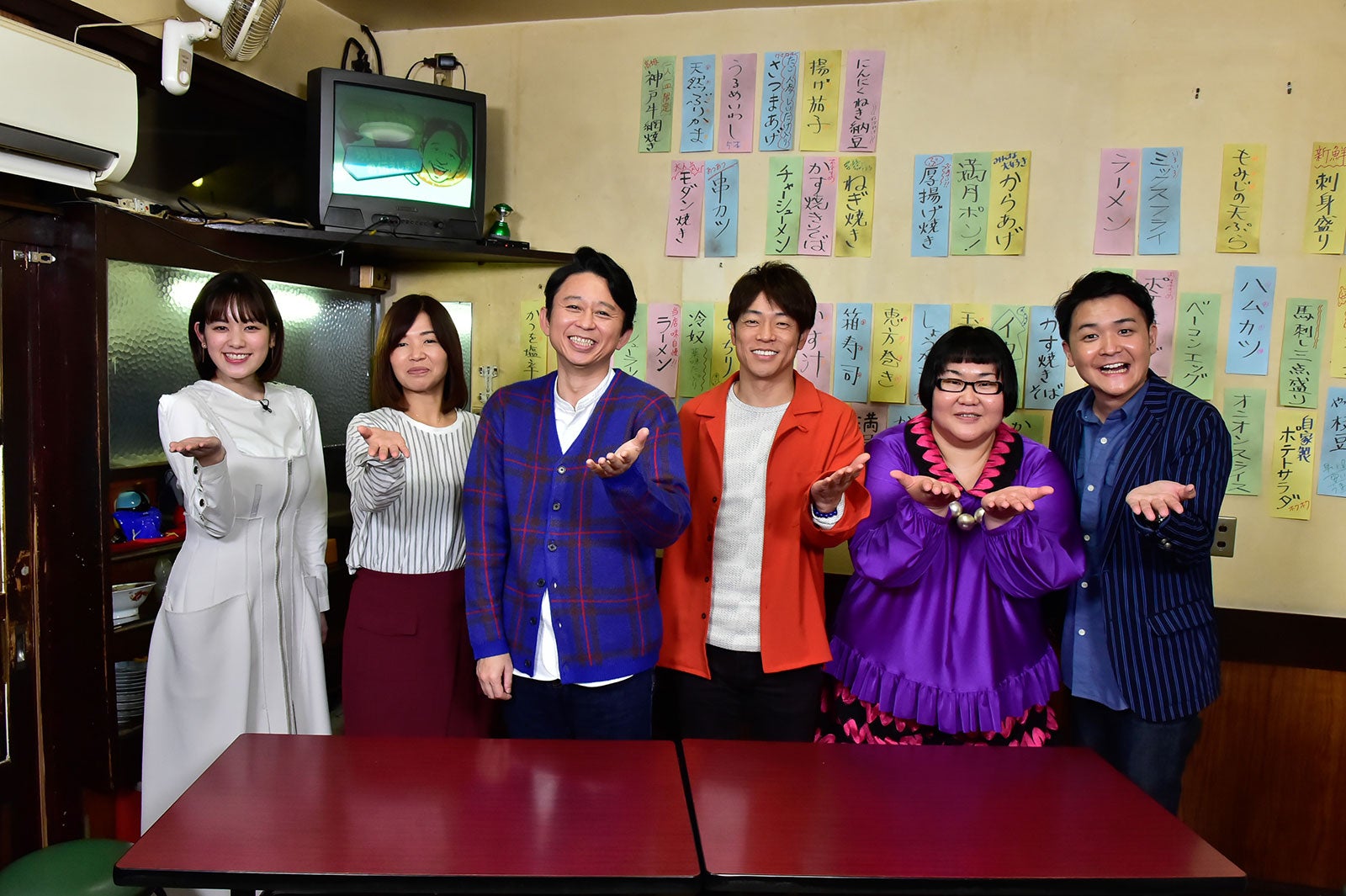 （左から）筧美和子、大久保佳代子、有吉弘行、陣内智則、安藤なつ、ノブ（C）関西テレビ