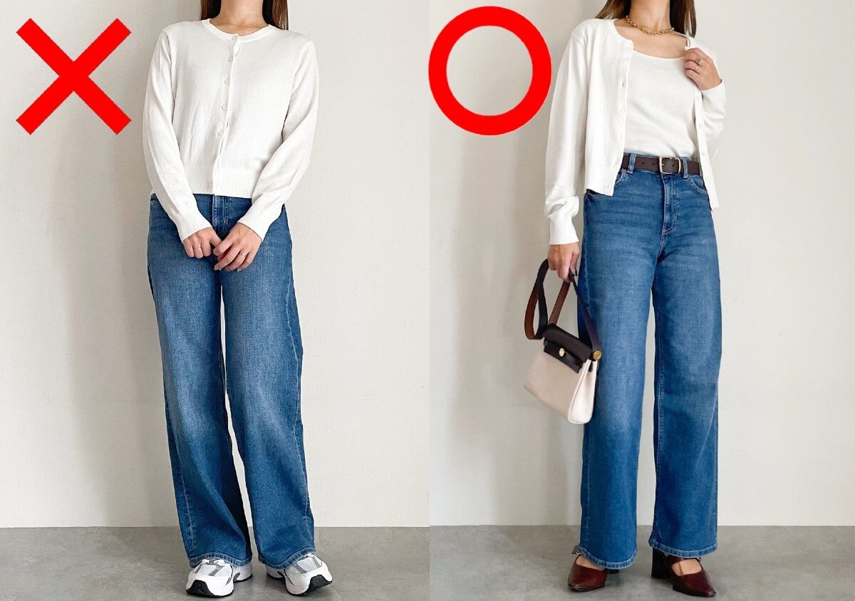 デニムは着こなしで変わる！大人っぽく垢抜けるNG＆OKコーデ比較