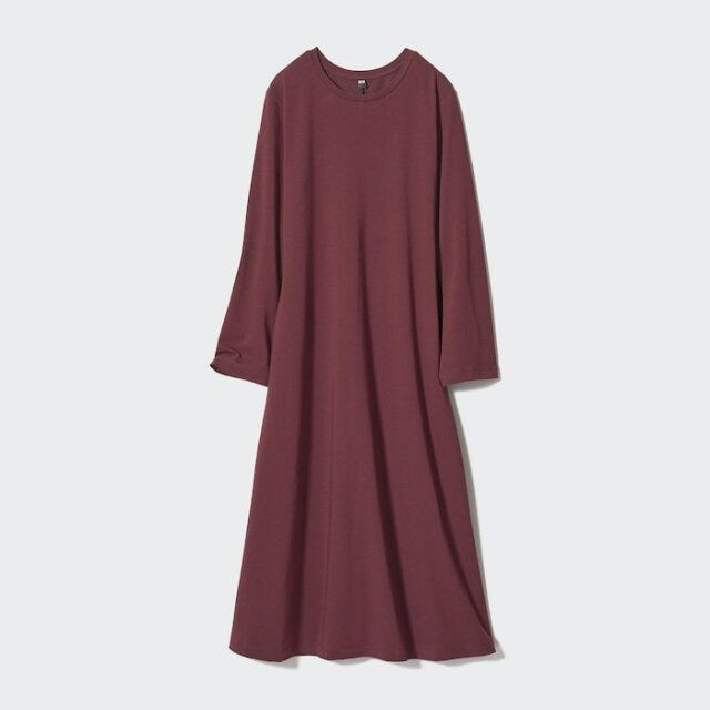コットンブレンドフレアワンピース ユニクロのおすすめ冬ワンピース