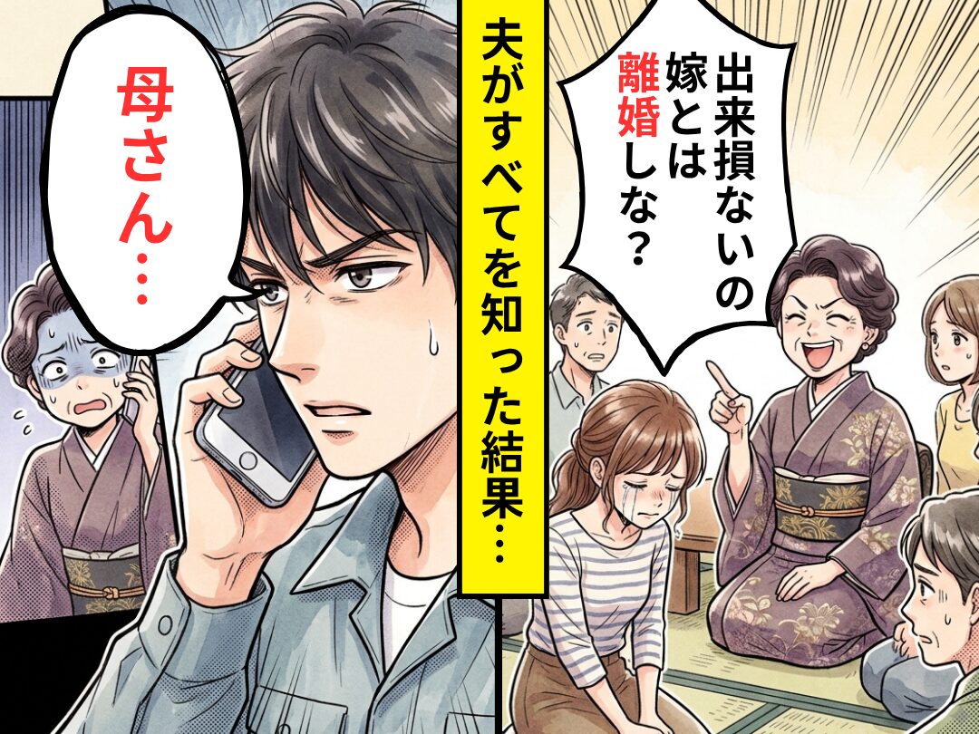 「出来損ないの嫁とは離婚しな？」親族の前で笑う義母。しかし⇒「母さん…」夫がすべてを知った結果…