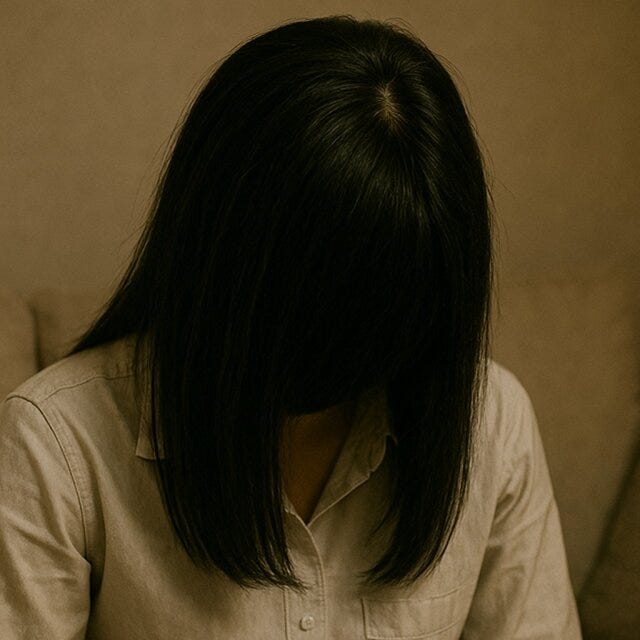 ホームステージング　怖い話　俯く女性