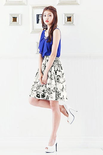 膝丈ぼかし花柄フレアスカート「神戸レタス」2790円（税込）／画像提供：神戸レタス