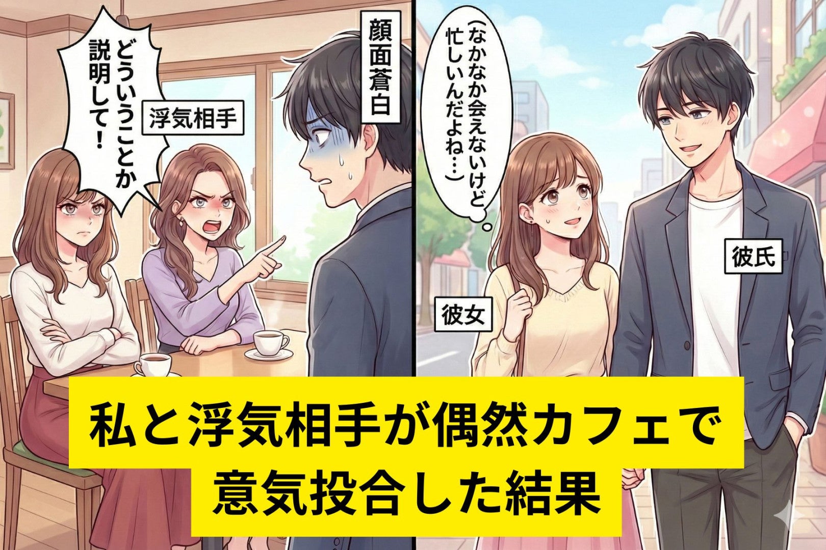 「彼女いない」と言ってた彼。私ともう一人の交際相手が偶然カフェで意気投合した結果
