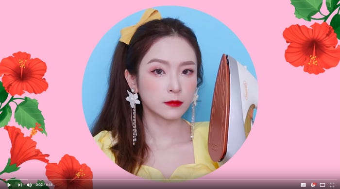 アイリーン風メイクをしたロズハ/ロズハYouTube「파워업 아이린 메이크업 Powerup MV Irene makeup」より