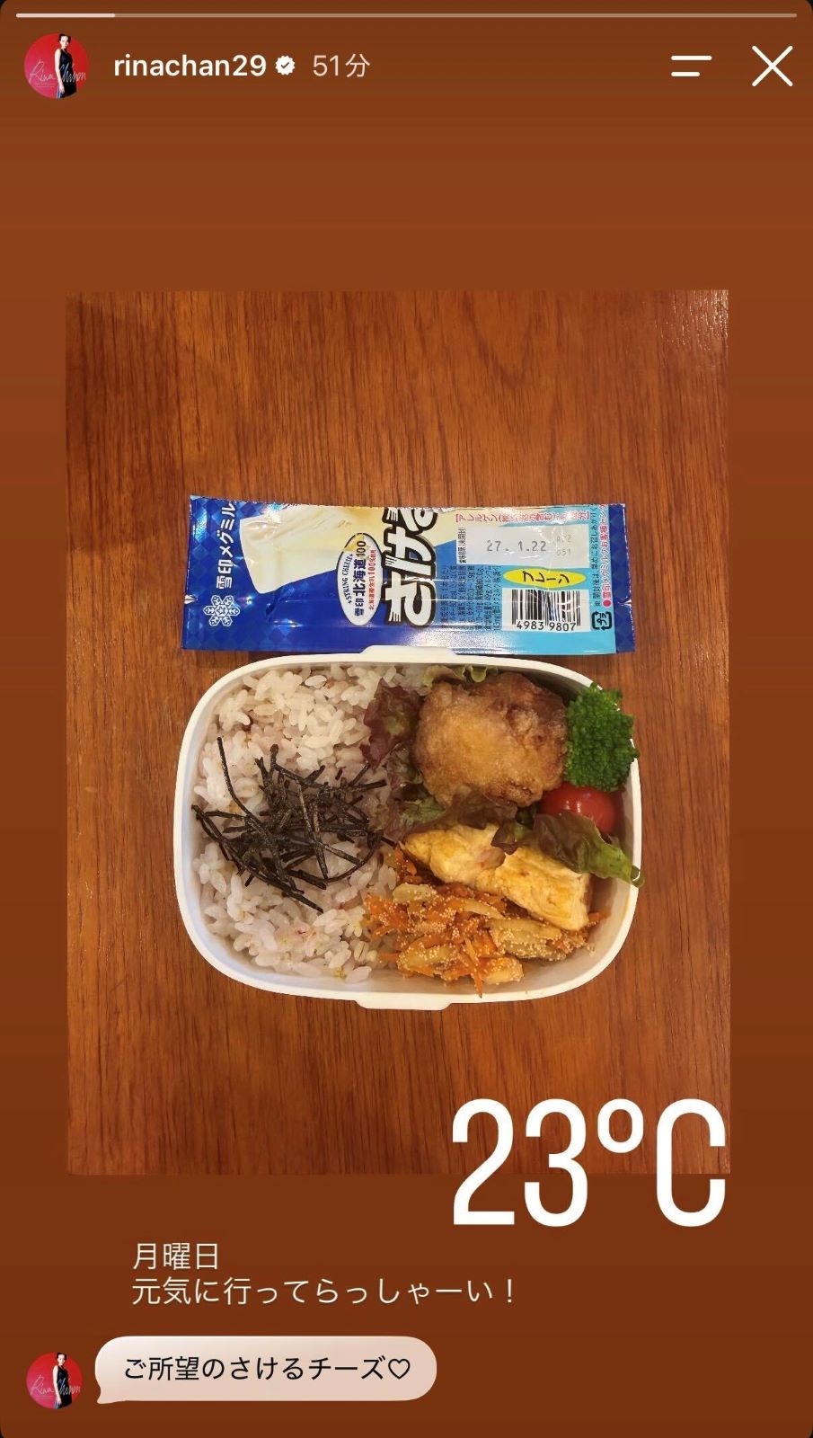 知念里奈Instagramストーリーズより