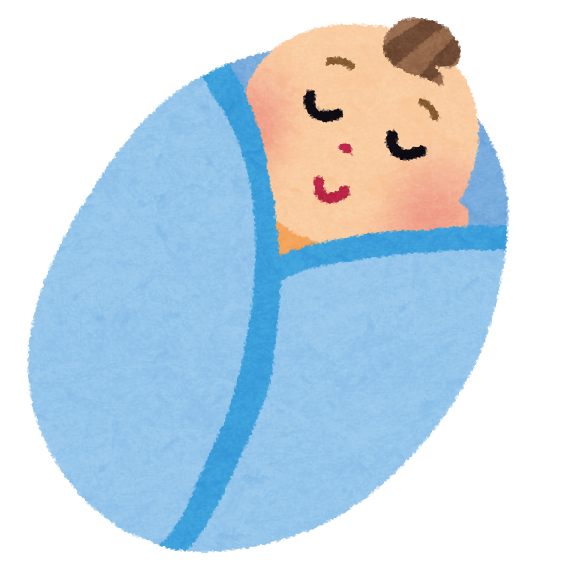 おくるみに巻かれた赤ちゃんのイラスト