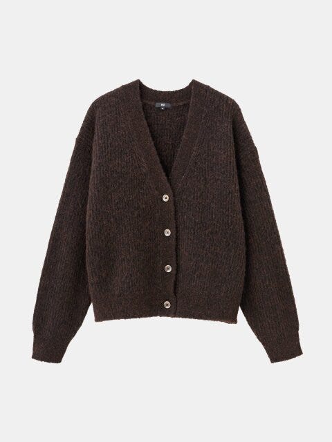 2025秋冬plst女性ブラッシュドヤーンVネックカーディガン