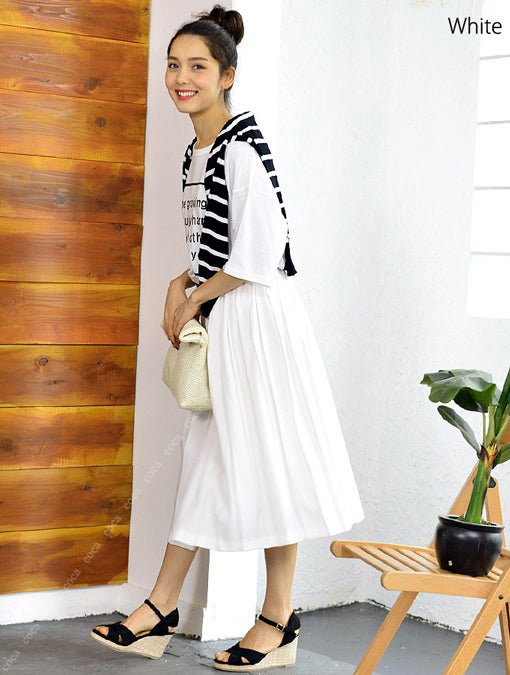 ミモレ丈カラープリーツスカート「coca」3,490円(税込)