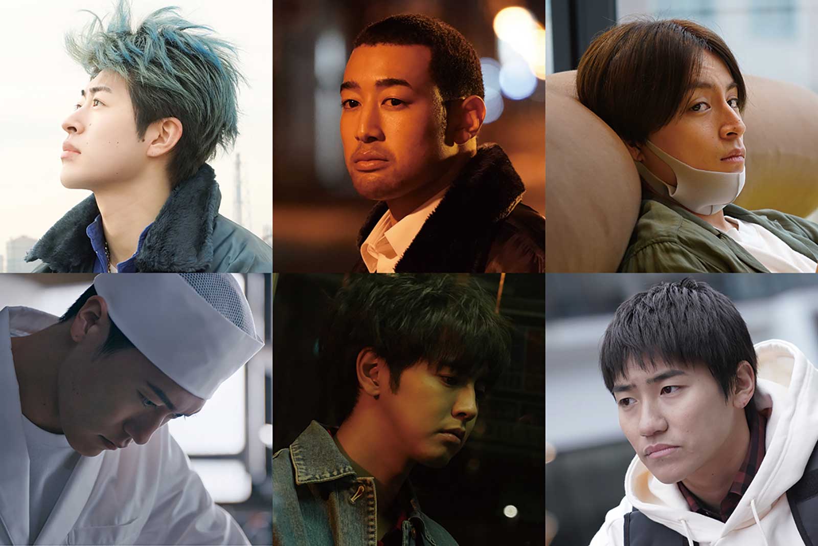 （上段左から）佐野玲於、関口メンディー、白濱亜嵐（下段左から）中務裕太、片寄涼太、小森隼（C）2021 CINEMA FIGHTERS project