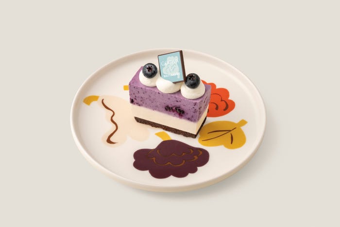 「レアチーズケーキ(ブルーベリー+カカオフルーツ)」税込1,300円/提供画像