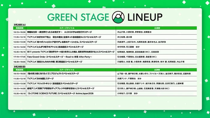「AnimeJapan 2026」GREEN STAGE(提供写真)