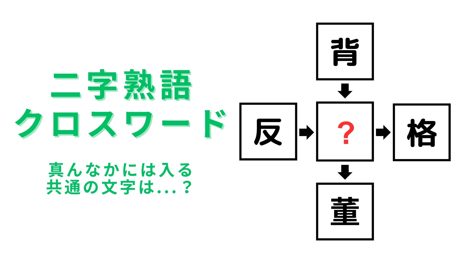 【二字熟語クロスワード】真ん中に入る漢字は？10秒以内に解いてほしい...！