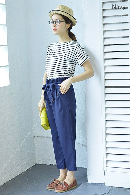 ウエストリボン付きクロップドパンツ「coca」3,690円（税込）