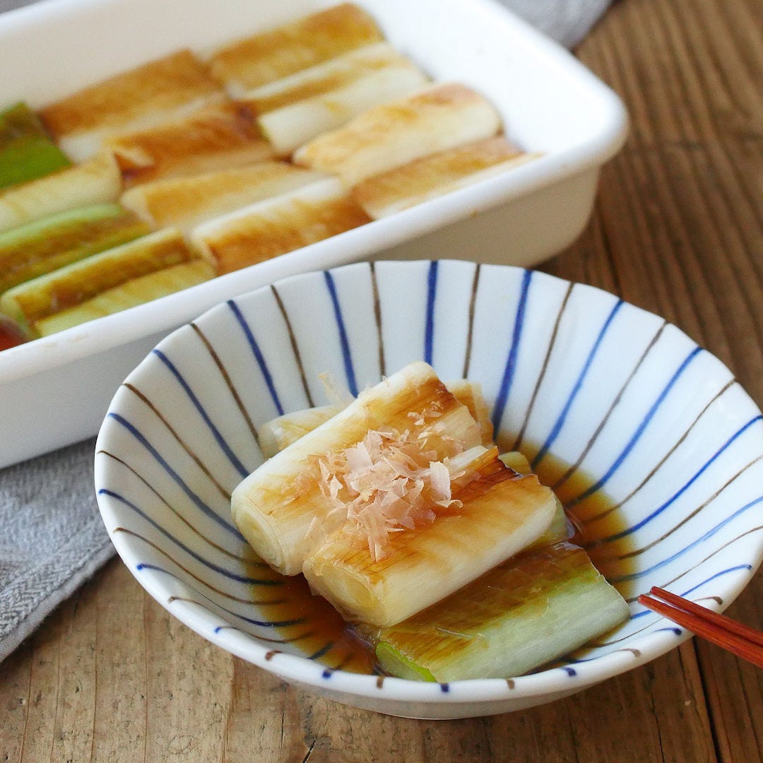 とろとろ染みじゅわ。長ねぎのしょうが醤油焼きびたし