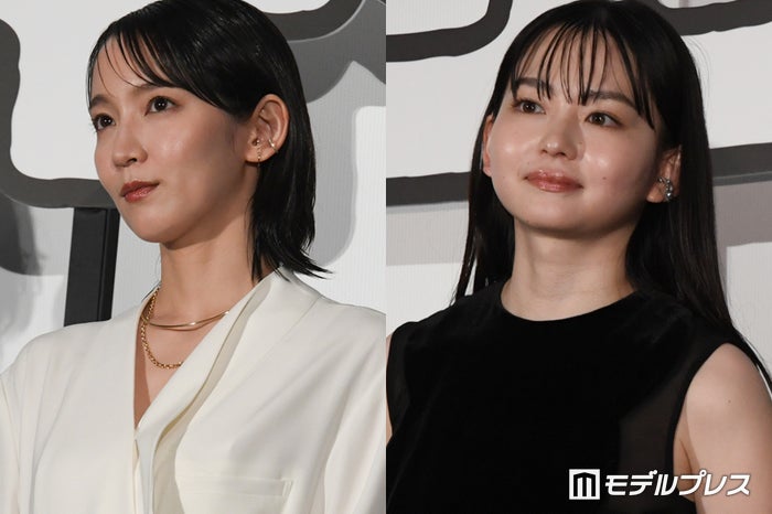 吉岡里帆、デコルテちら見せ 山田杏奈は透け素材で色気漂う 対照的なドレス姿で美スタイル披露【正体】