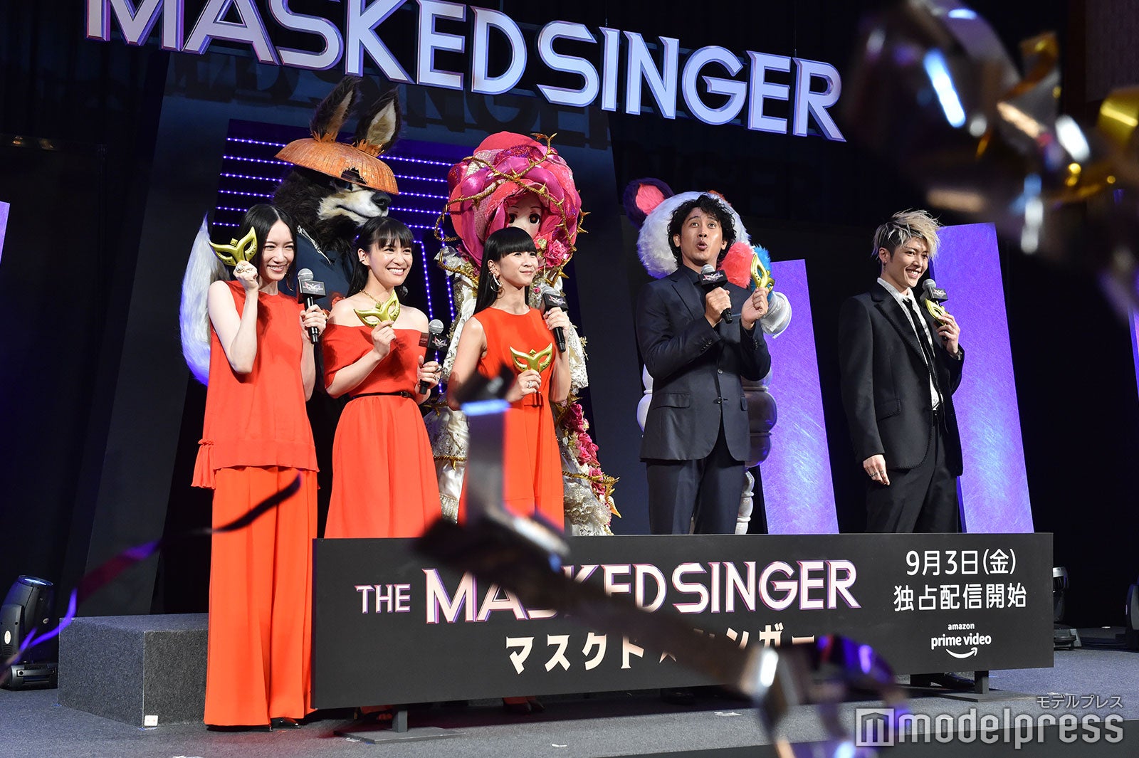 （左から）のっち、あ～ちゃん、かしゆか、大泉洋、MIYAVI （C）モデルプレス