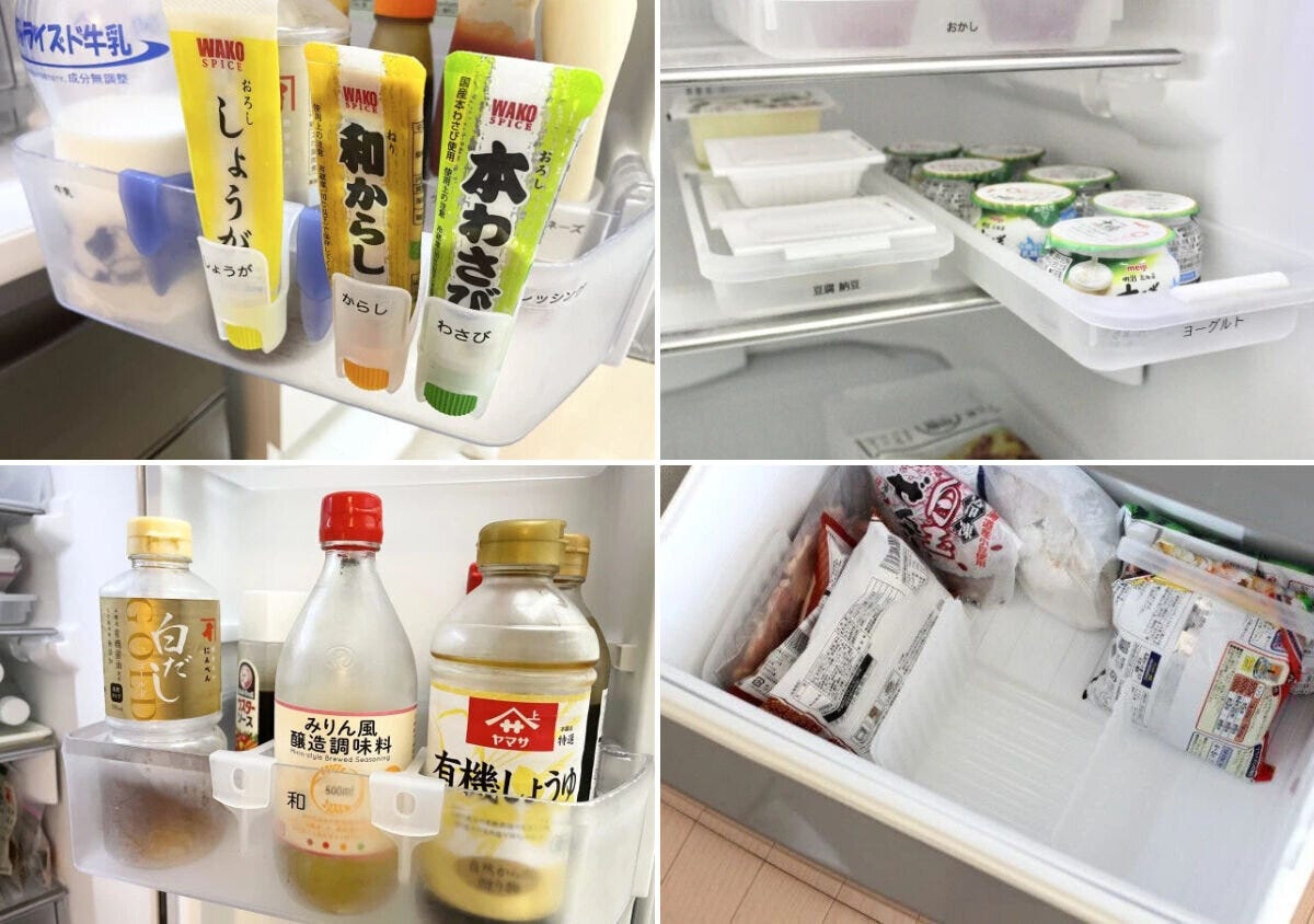 冷蔵庫のドアポケットや棚に収納グッズで調味料や食品を整理 冷蔵庫のドアポケットや棚に収納グッズで調味料や食品を整理