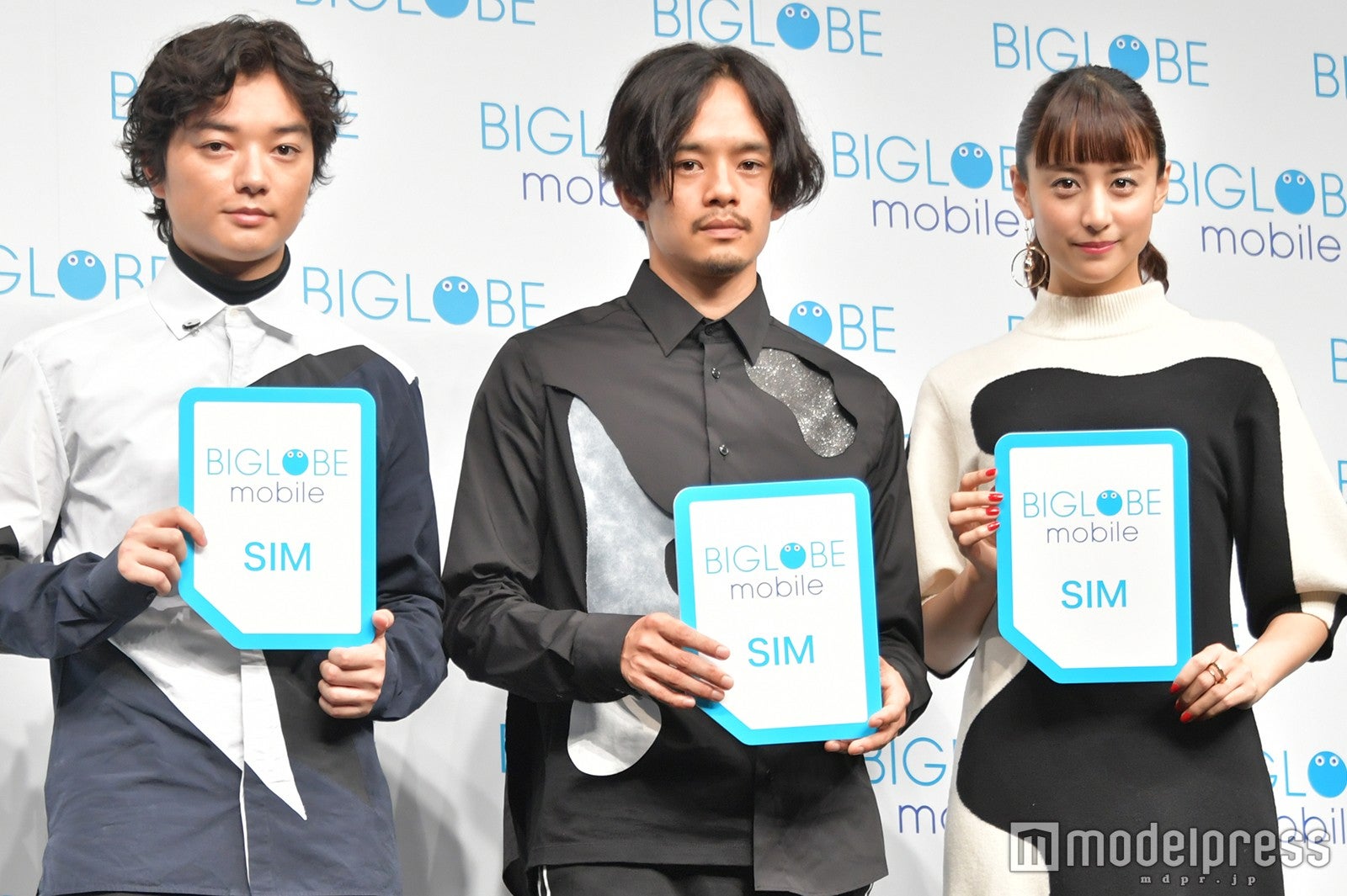 「BIGLOBEモバイル　新CM発表会」染谷将太、池松壮亮、山本美月 （C）モデルプレス