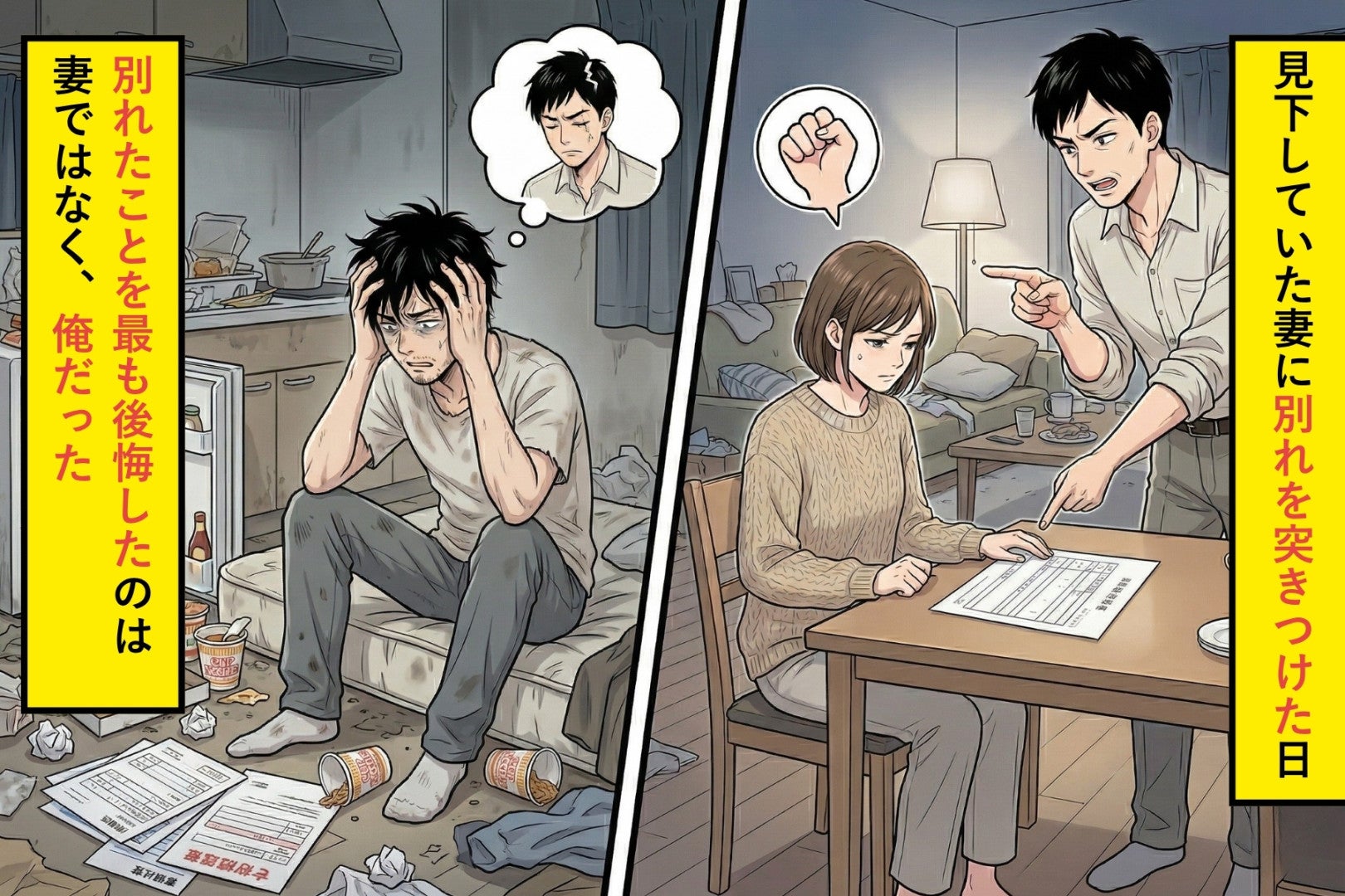 見下していた妻に別れを突きつけた日。別れたことを最も後悔したのは妻ではなく、俺だった。