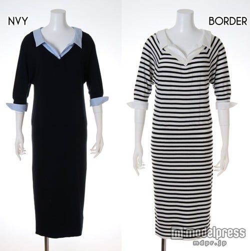 「snidel」オフショルシャツ付きニットワンピース「DOUBLE HEART」14,256円(税込)