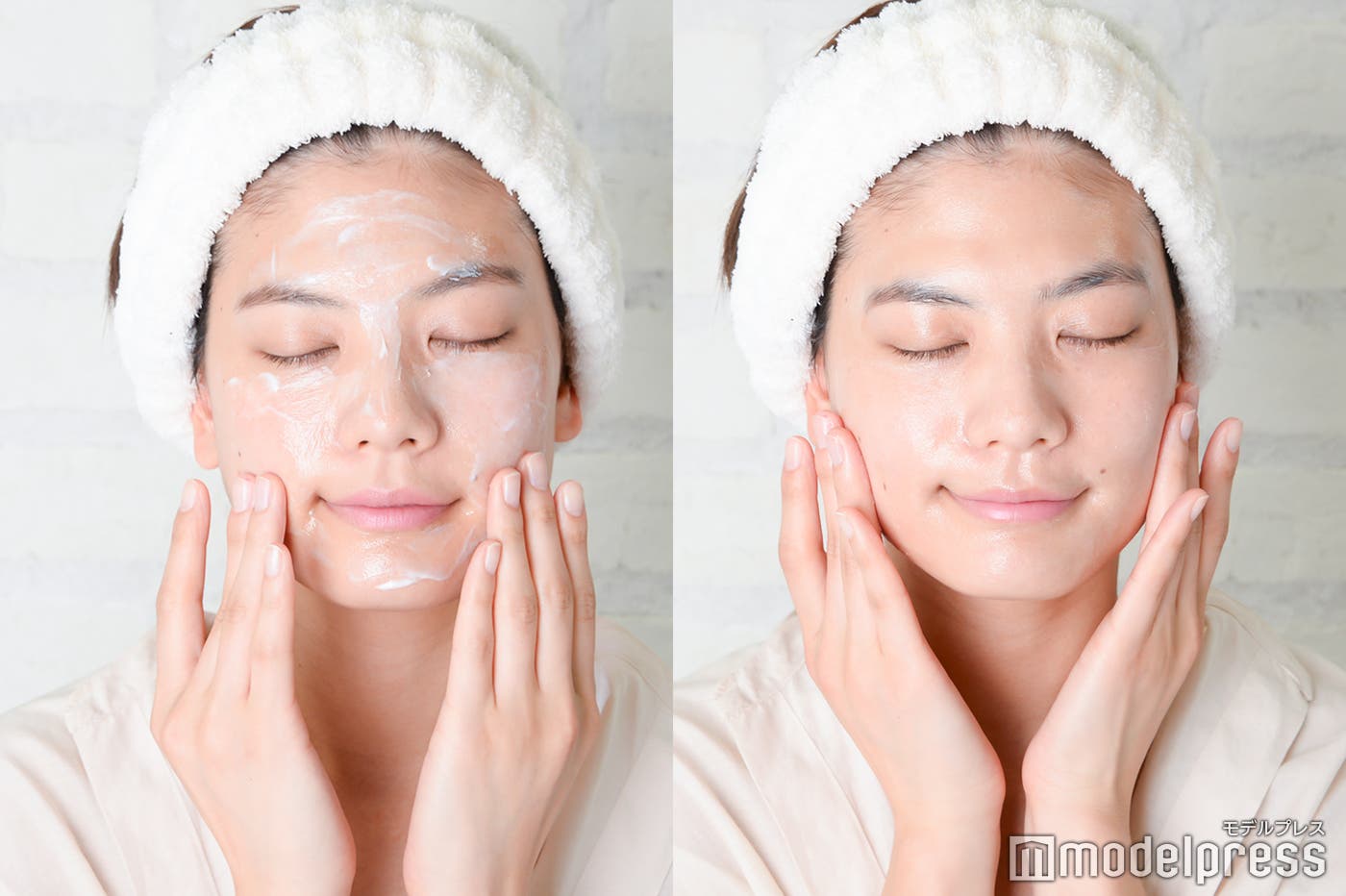 やさしく撫でるようにメイクオフ(C)モデルプレス