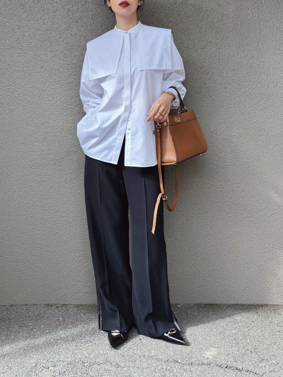 白ブラウスコーデ1