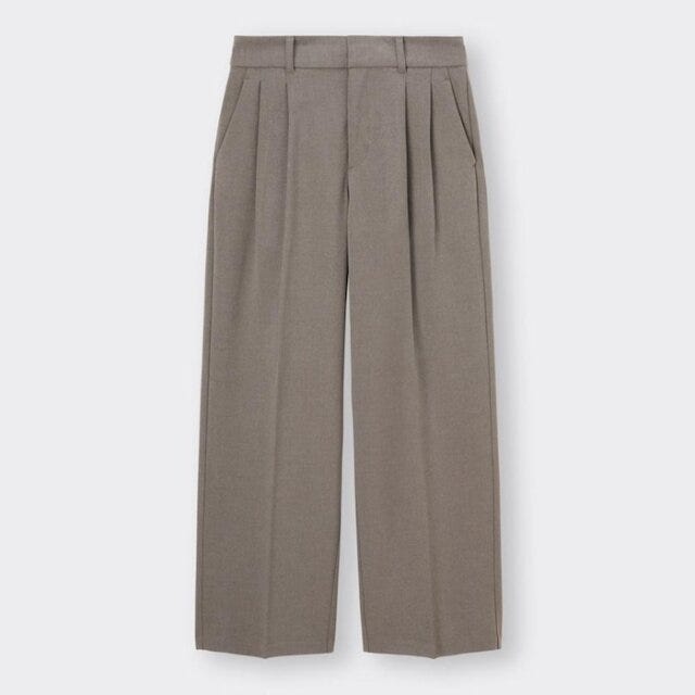 GU　タックワイドパンツ　ブラウン