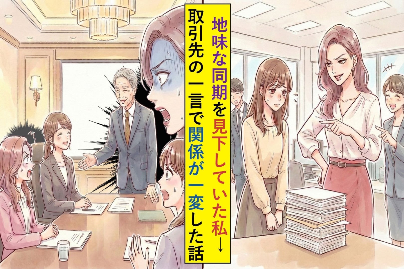地味な同期を見下していた私「イケてないあんたは雑用ね」→取引先の一言で関係が一変した話
