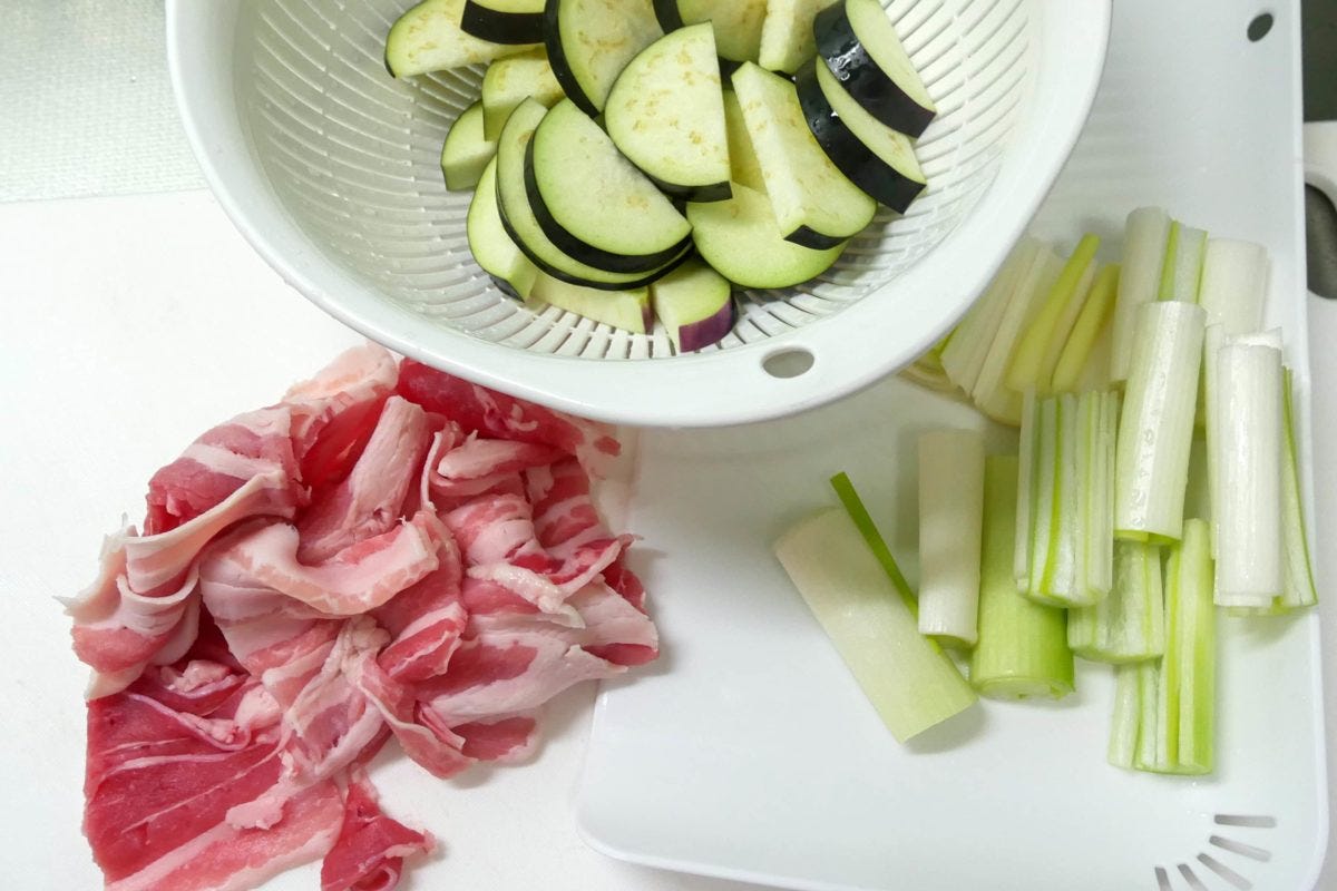 なすと豚肉のそうめん