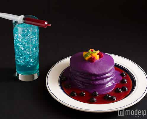 紫パンケーキに注射器ジュース…「Eggs’n Things」に不気味なハロウィンメニュー