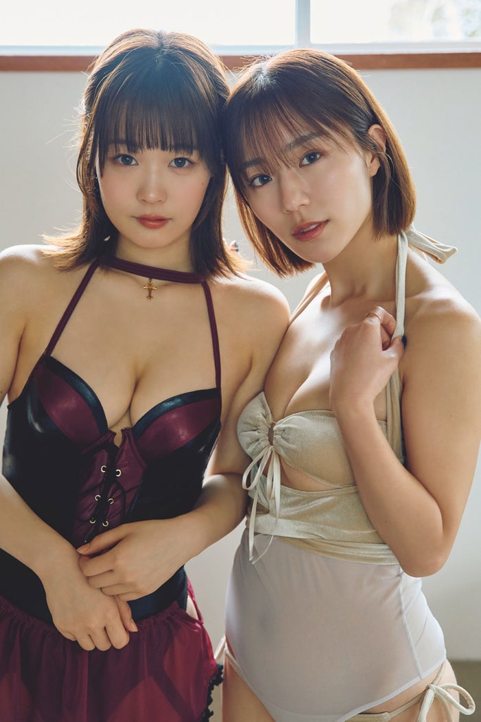 「オールナイトフジコ」で話題の井手美希＆上杉真央、2ショットグラビアで密着