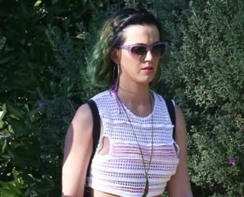 ケイティ・ペリー、野外フェスにお腹見せファッションで登場