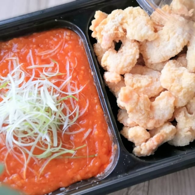 コストコのエビのチリソース炒めキット」