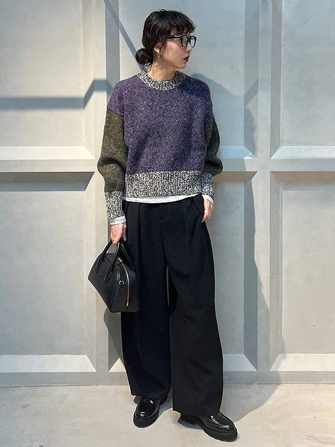 黒ワイドパンツコーデ5