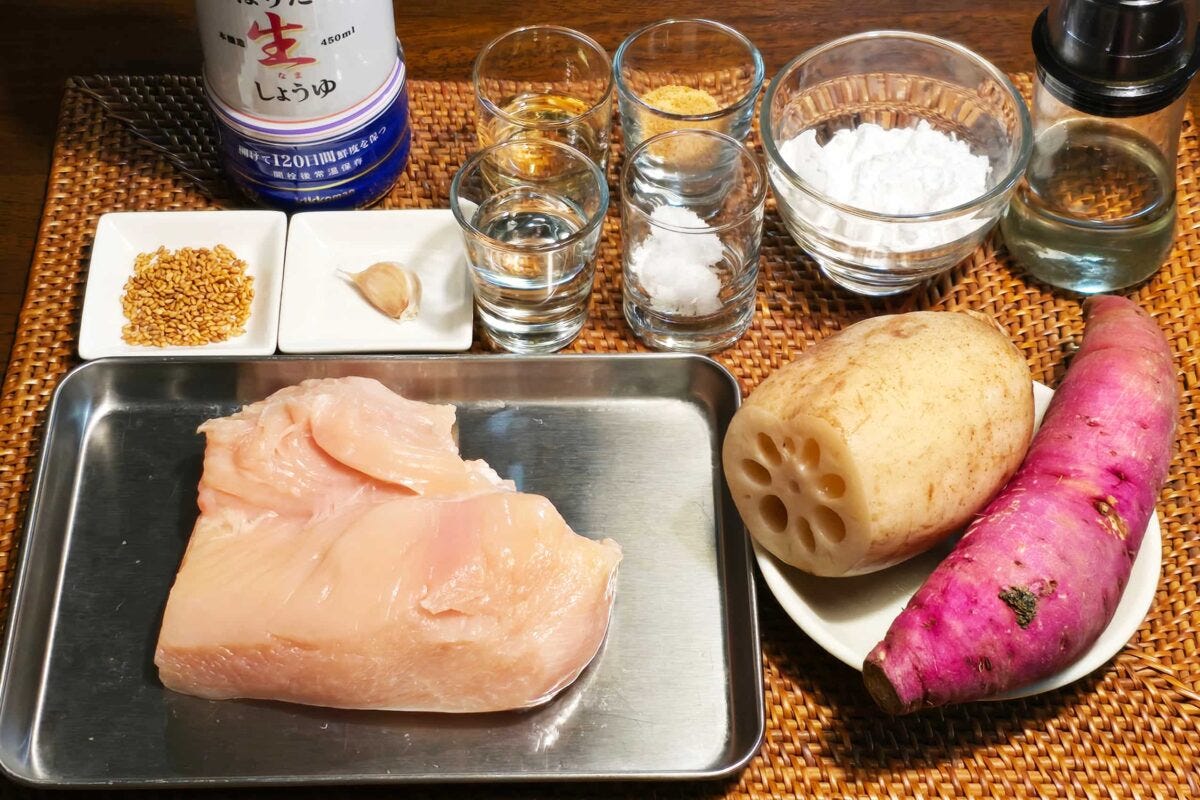 鶏むねと根菜の甘酢炒め・材料