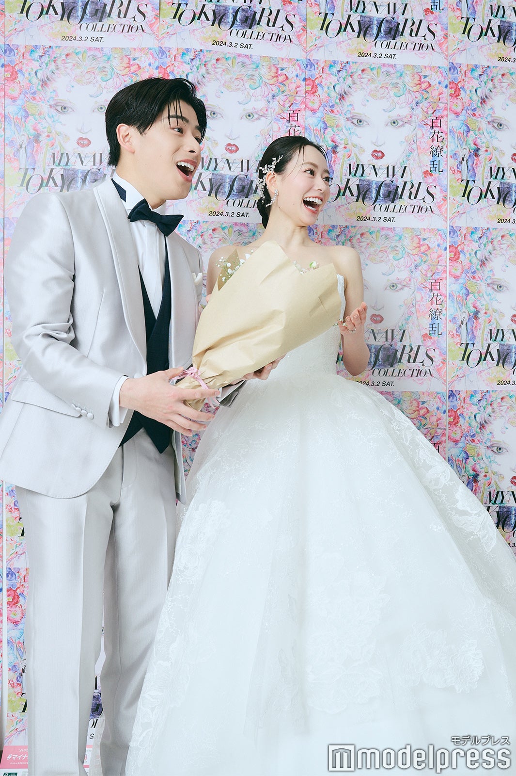 サプライズで花束を渡すと驚いてくれたなこなこ／こーくん、なごみ（C）モデルプレス