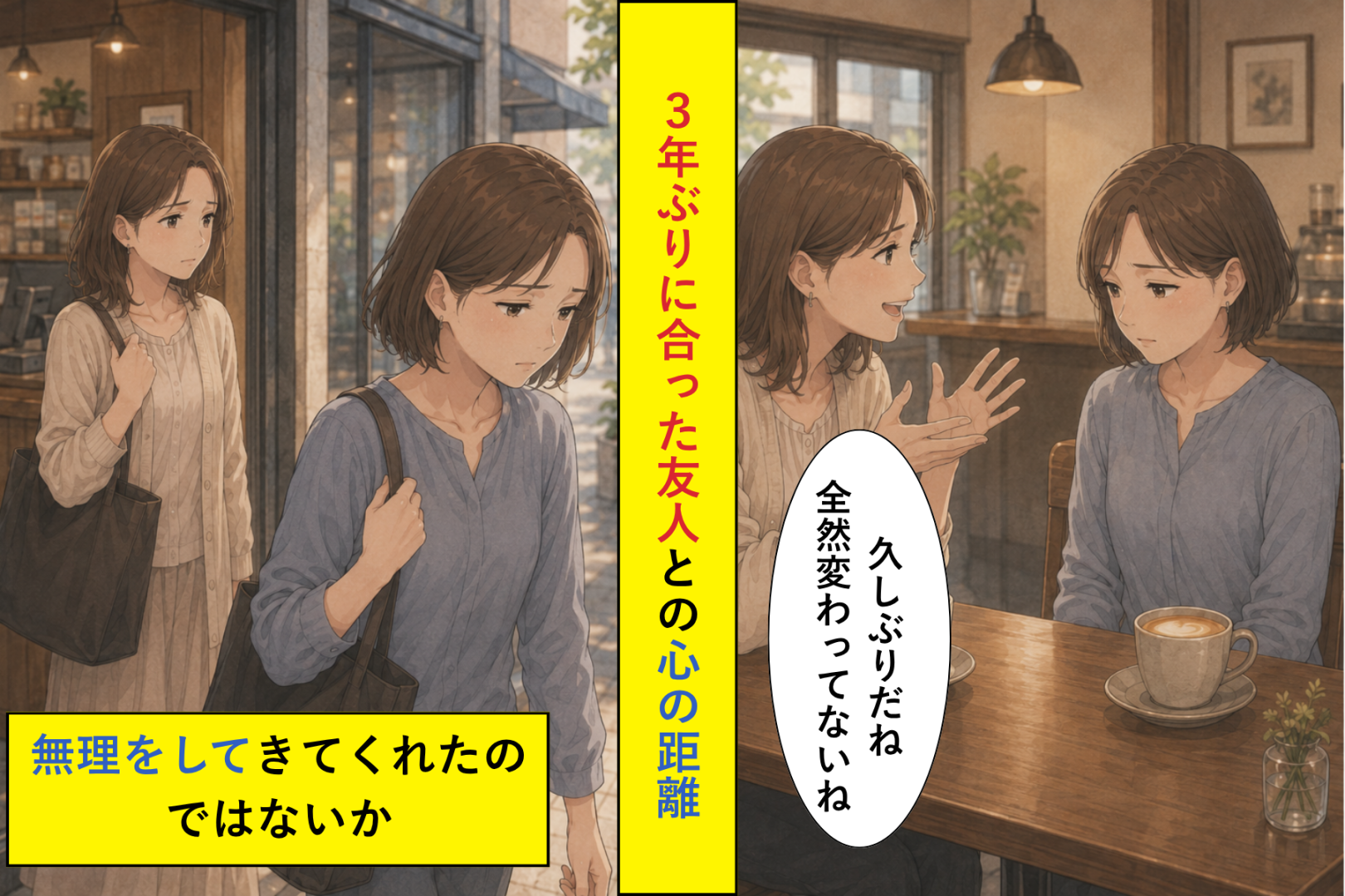 「ごめん、ちょっと疲れてて」３年ぶりの友人が残した、冷めたカフェラテ