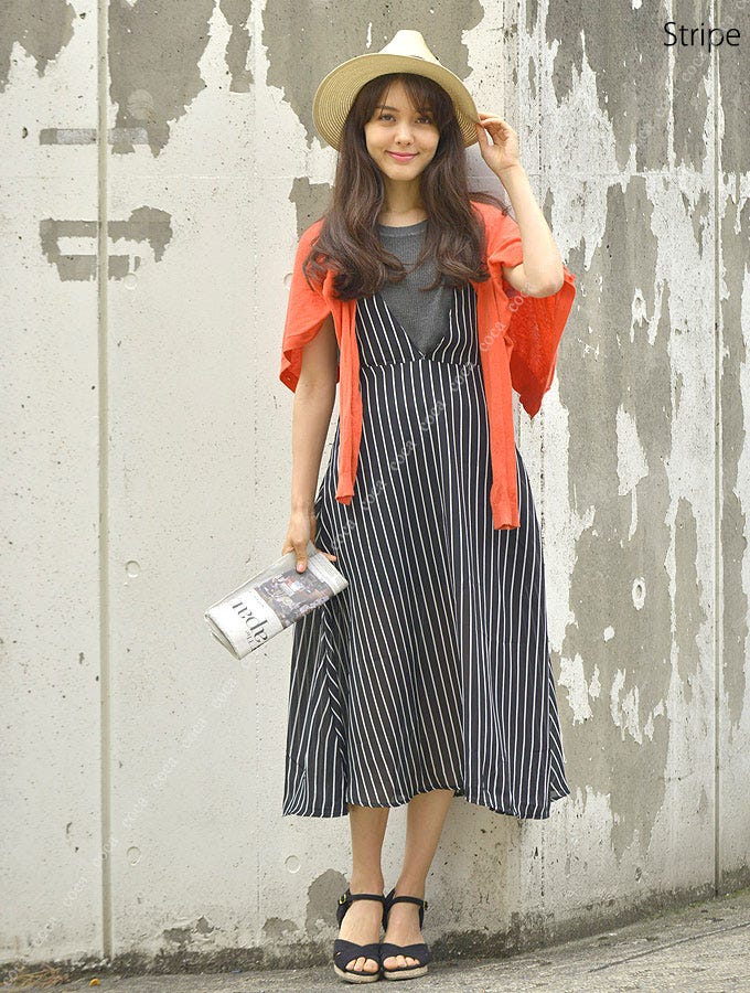 ドット&ストライプのレトロ切替ワンピース「coca」2,380円(税込)