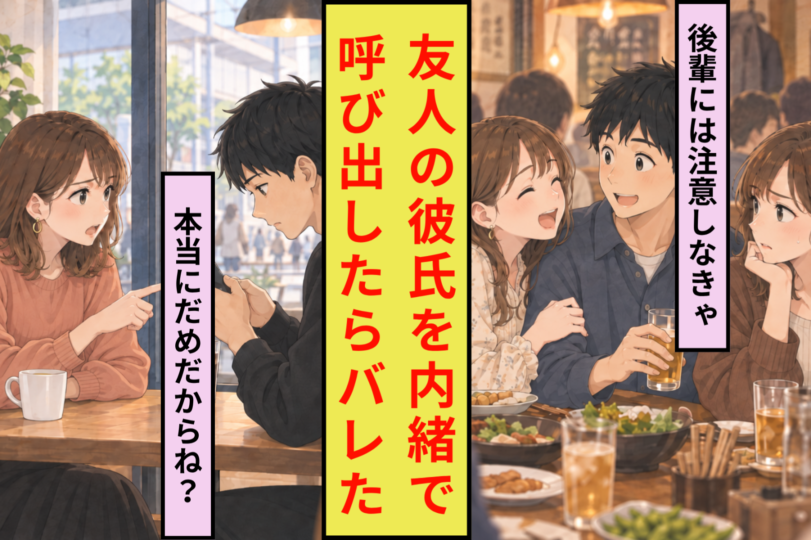 友人に黙って、彼女の彼氏を呼び出した私。窓際の席で伝えたかったこと