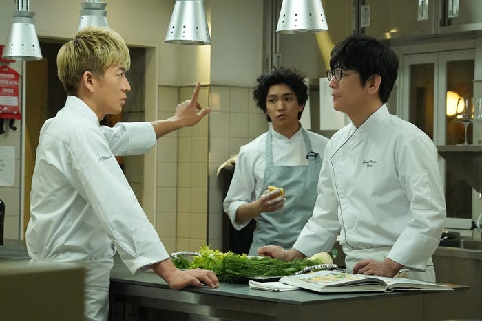 木村拓哉、正門良規、及川光博(C)2024映画「グランメゾン・パリ」製作委員会