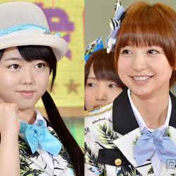AKB48を卒業した篠田麻里子（右）とメッセージを送った峯岸みなみ（左）