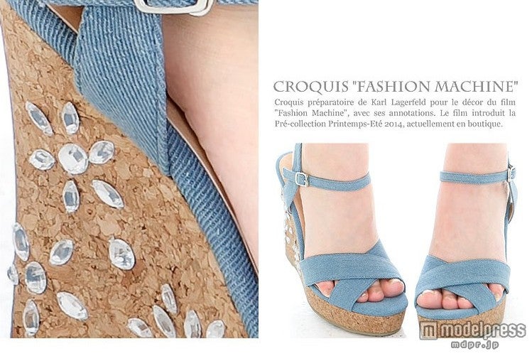 ビジュー付クロスベルト×アンクルストラップコルクウェッジサンダル「KOBELETTUCE」3,290円（税込）