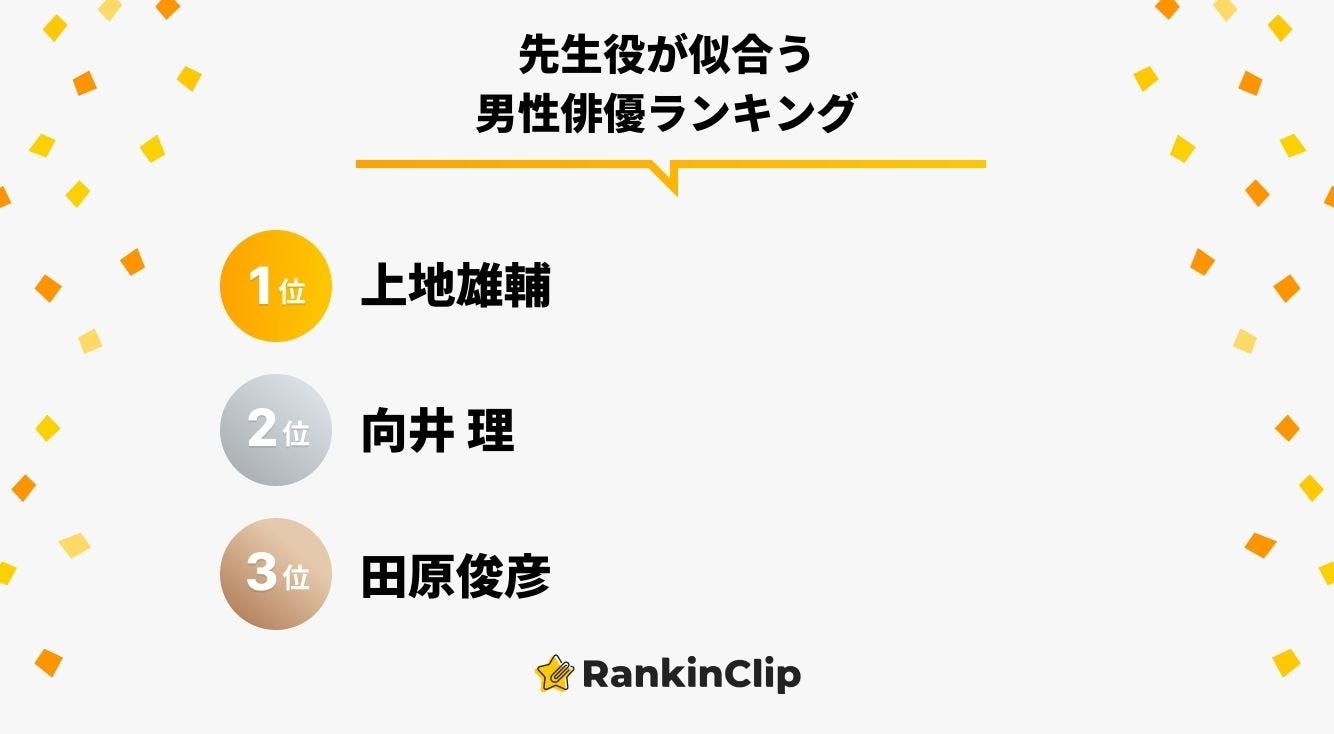 先生役が似合う男性俳優ランキング